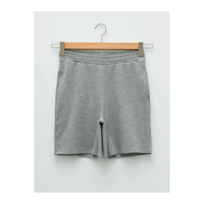 LCWAIKIKI Basic Gri Beli Lastikli Düz Cep Detaylı Kadın Şort