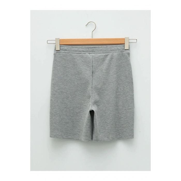 LCWAIKIKI Basic Gri Beli Lastikli Düz Cep Detaylı Kadın Şort