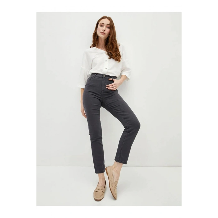 LCWAIKIKI Basic Gri Mercury Skinny Fit Cep Detaylı Kadın Jean Pantolon