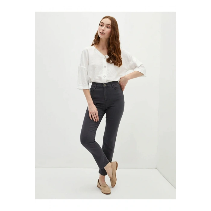 LCWAIKIKI Basic Gri Mercury Skinny Fit Cep Detaylı Kadın Jean Pantolon