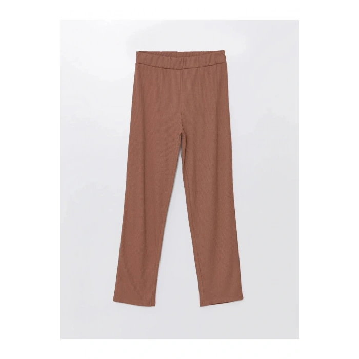 LCWAIKIKI Basic Kahverengi Kadın Beli Lastikli Düz Pantolon
