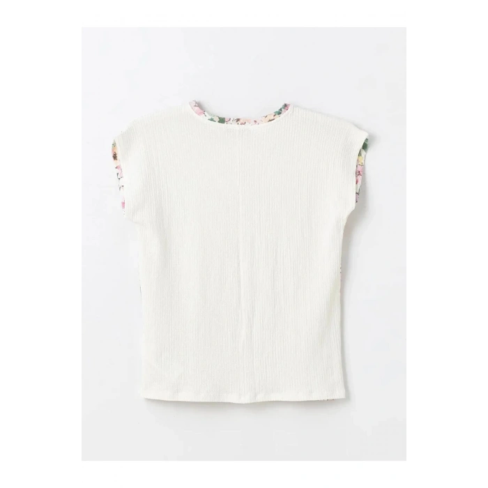 LCWAIKIKI Basic Karişik Bisiklet Yaka Çiçekli Kısa Kollu Kadın Tişört