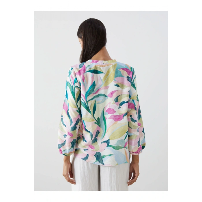 LCWAIKIKI Classic Bağlamalı Yaka Çiçekli Kadın Bluz