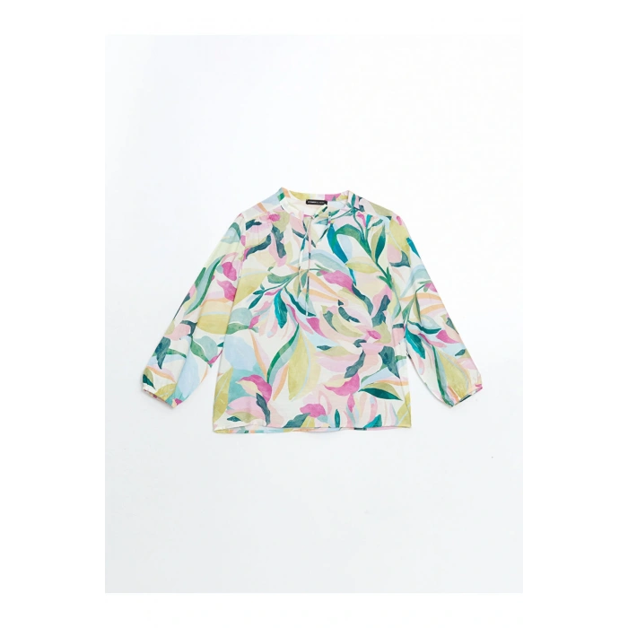 LCWAIKIKI Classic Bağlamalı Yaka Çiçekli Kadın Bluz