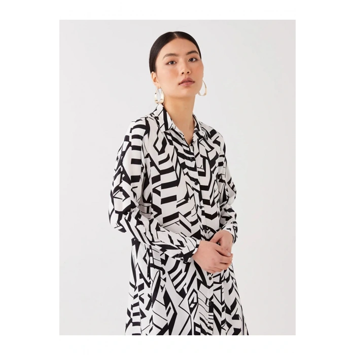 LCWAIKIKI Classic Bej Desenli Kadın Gömlek Tunik