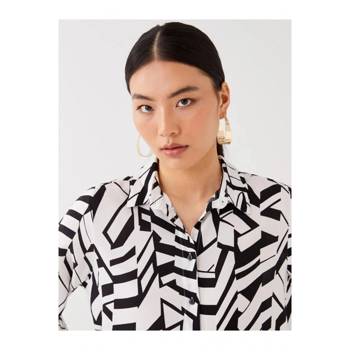 LCWAIKIKI Classic Bej Desenli Kadın Gömlek Tunik