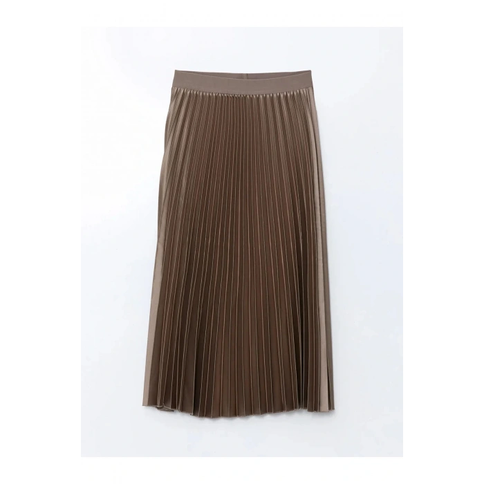 LCWAIKIKI Classic  Beli Lastikli Saten Kadın Pileli Etek