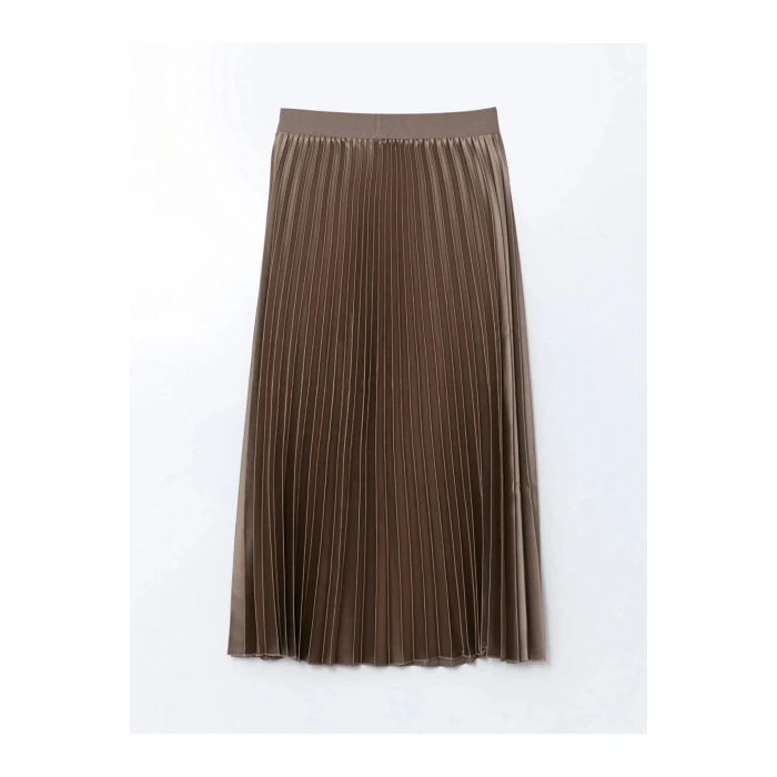 LCWAIKIKI Classic  Beli Lastikli Saten Kadın Pileli Etek