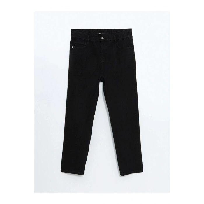 LCWAIKIKI Classic Beli Lastikli Slim Mom Kadın Jean Pantolon