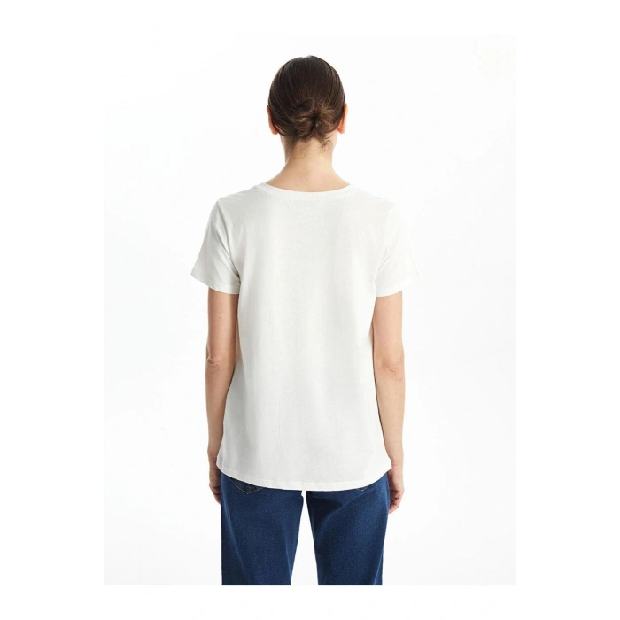 LCWAIKIKI Classic Bisiklet Yaka Baskılı Kadın Tişört