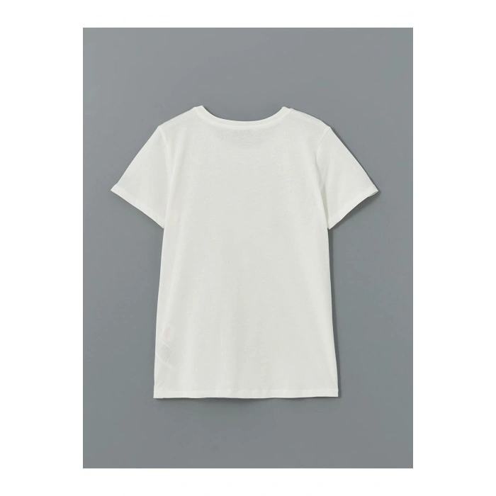 LCWAIKIKI Classic Bisiklet Yaka Baskılı Kadın Tişört