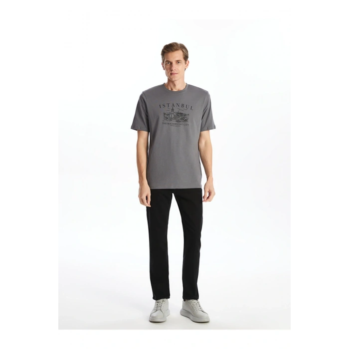 LCWAIKIKI Classic Bisiklet Yaka Kısa Kollu İstanbul Baskılı Penye Erkek Tişört
