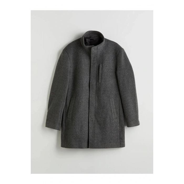 LCWAIKIKI Classic Büyük Beden Standart Kalıp Dik Yaka Erkek Kaşe Kaban