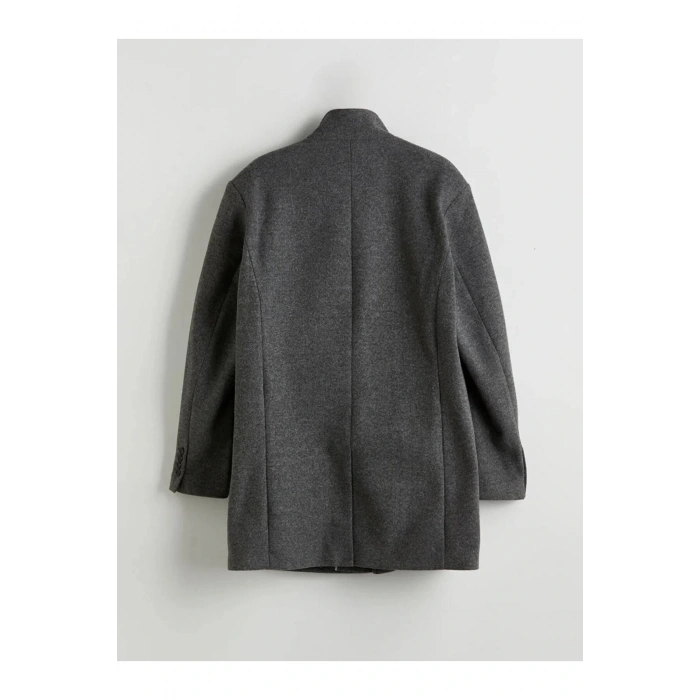 LCWAIKIKI Classic Büyük Beden Standart Kalıp Dik Yaka Erkek Kaşe Kaban