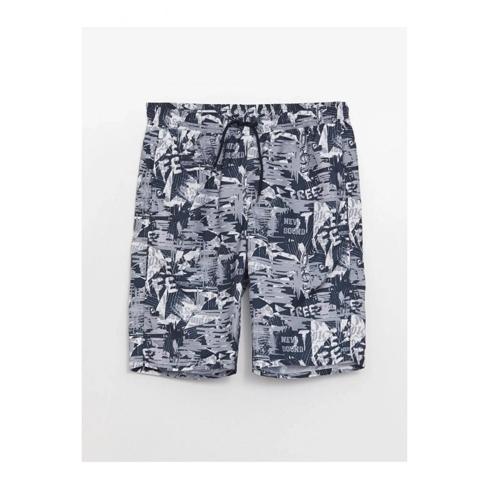 LCWAIKIKI Classic Diz Hizası Boy Desenli Erkek Deniz Şortu