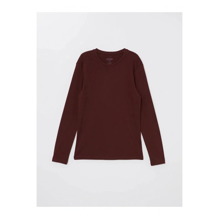 LCWAIKIKI Classic Gri Melanj Bisiklet Yaka Uzun Kollu Penye Erkek Tişört