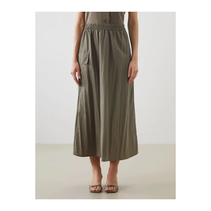 LCWAIKIKI Classic Haki Beli Lastikli A Kesim Etek