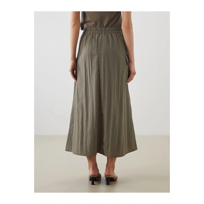 LCWAIKIKI Classic Haki Beli Lastikli A Kesim Etek