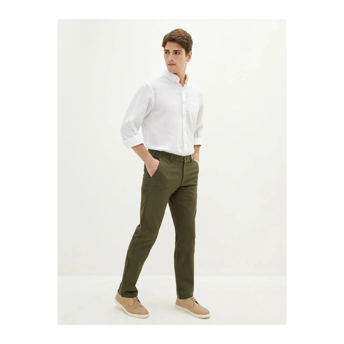 LCWAIKIKI Classic Haki Normal Kalıp Gabardin Erkek Chino Pantolon