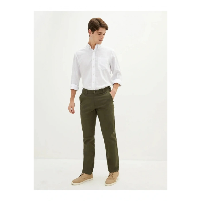 LCWAIKIKI Classic Haki Normal Kalıp Gabardin Erkek Chino Pantolon