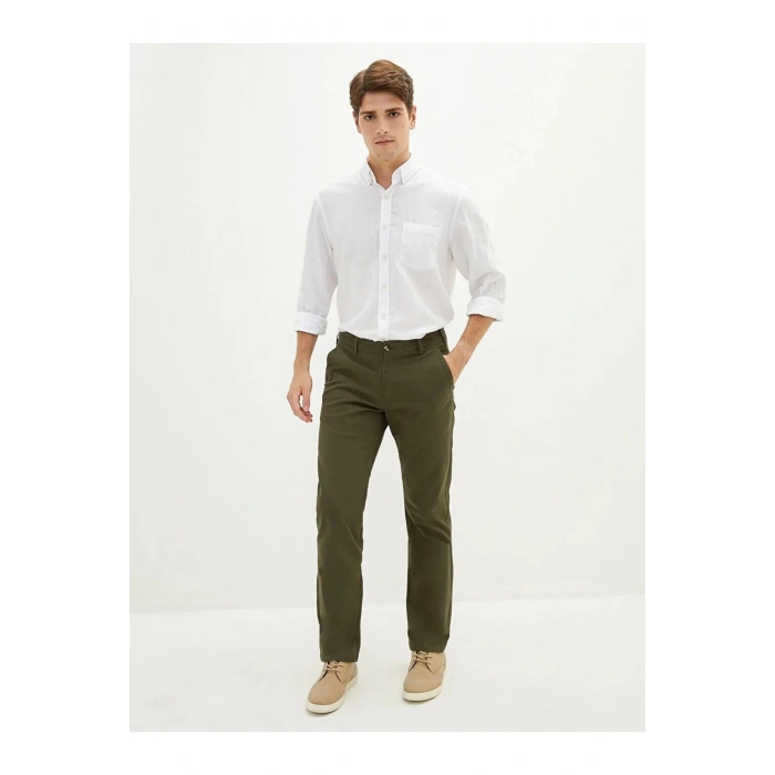 LCWAIKIKI Classic Haki Normal Kalıp Gabardin Erkek Chino Pantolon