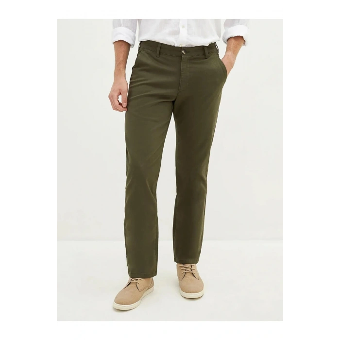 LCWAIKIKI Classic Haki Normal Kalıp Gabardin Erkek Chino Pantolon