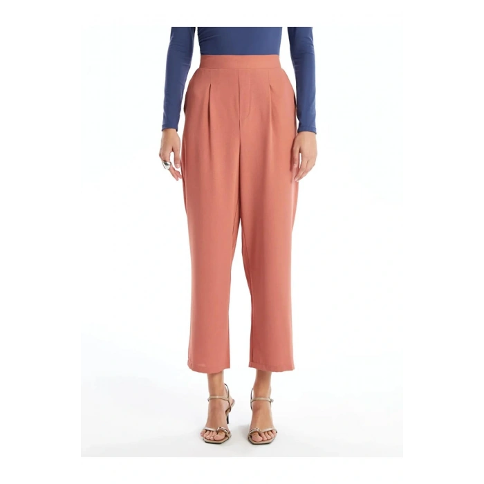 LCWAIKIKI Classic Kahverengi Beli Lastikli Rahat Kalıp Kadın Pantolon