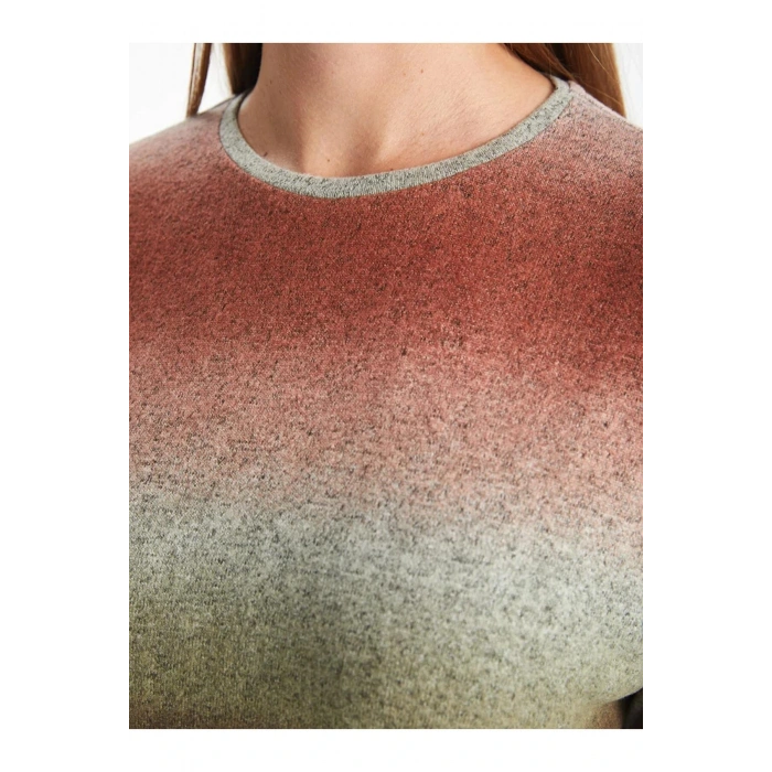 LCWAIKIKI Classic Kahverengi Bisiklet Yaka Batik Kadın Tişört