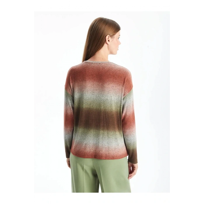 LCWAIKIKI Classic Kahverengi Bisiklet Yaka Batik Kadın Tişört