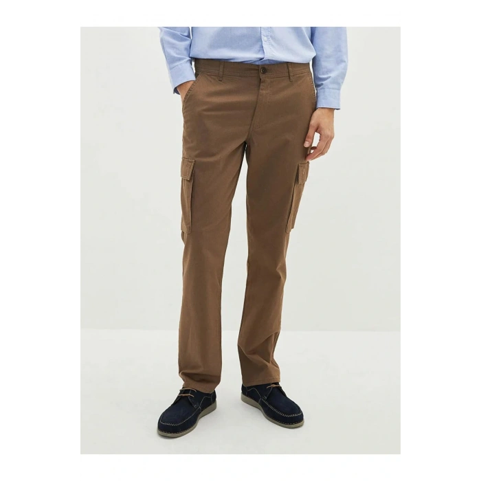 LCWAIKIKI Classic Kahverengi Geniş Kalıp Gabardin Erkek Pantolon