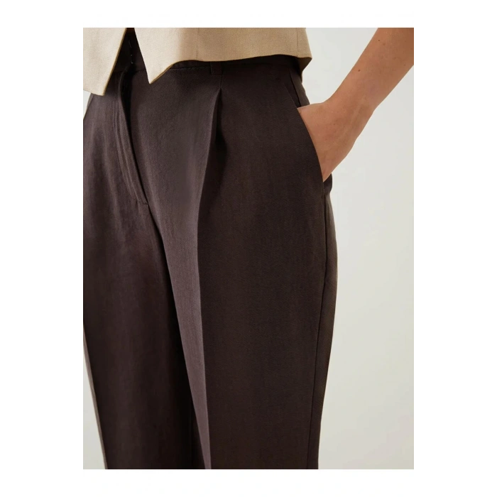 LCWAIKIKI Classic Kahverengi Loose Fit Cigarette Kadın Pantolon