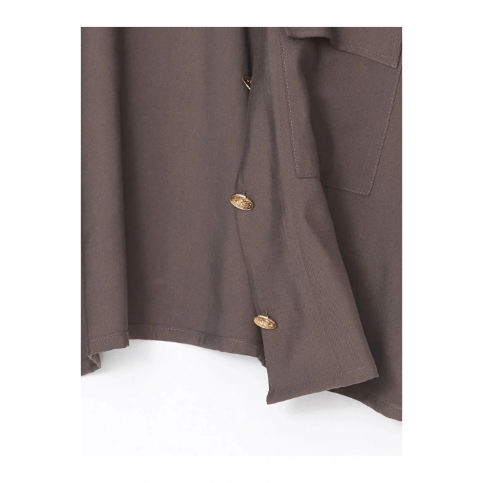LCWAIKIKI Classic Kahverengi Oversize Gabardin Kadın Gömlek Ceket T T