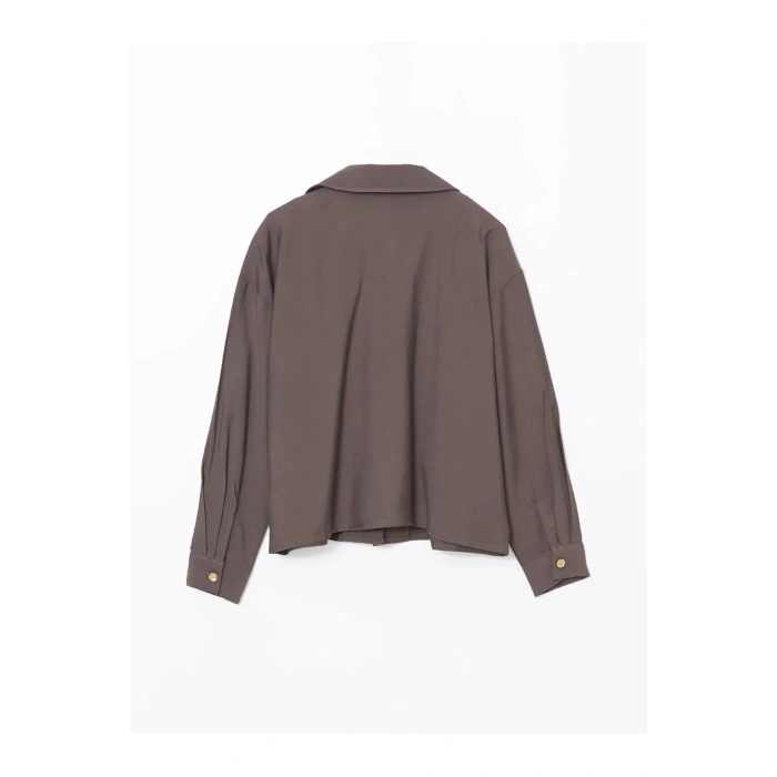 LCWAIKIKI Classic Kahverengi Oversize Gabardin Kadın Gömlek Ceket T T