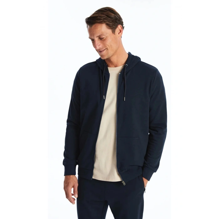 LCWAIKIKI Classic Kapüşonlu Uzun Kollu Erkek Fermuarlı Sweatshirt