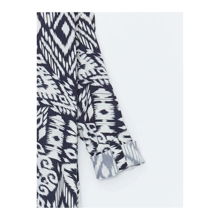 LCWAIKIKI Classic Lacivert Desenli Oversize Kadın Gömlek Tunik