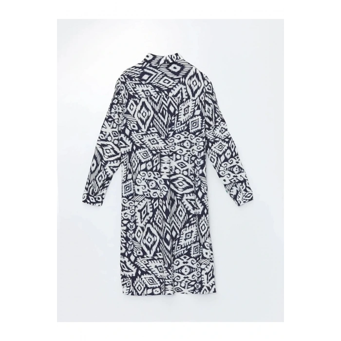 LCWAIKIKI Classic Lacivert Desenli Oversize Kadın Gömlek Tunik