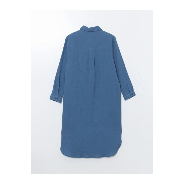 LCWAIKIKI Classic Mavi Dokulu Kadın Gömlek Elbise