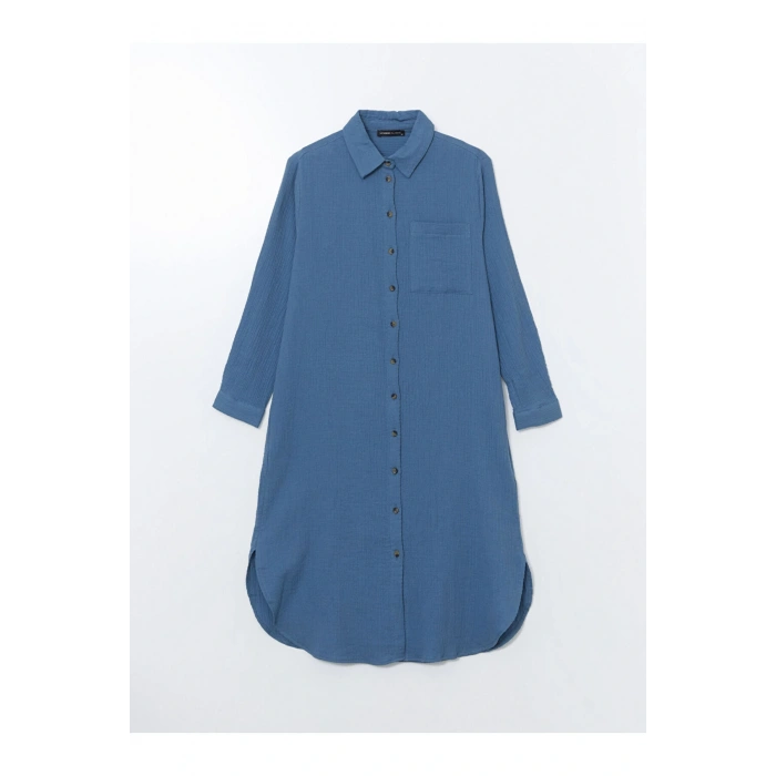 LCWAIKIKI Classic Mavi Dokulu Kadın Gömlek Elbise