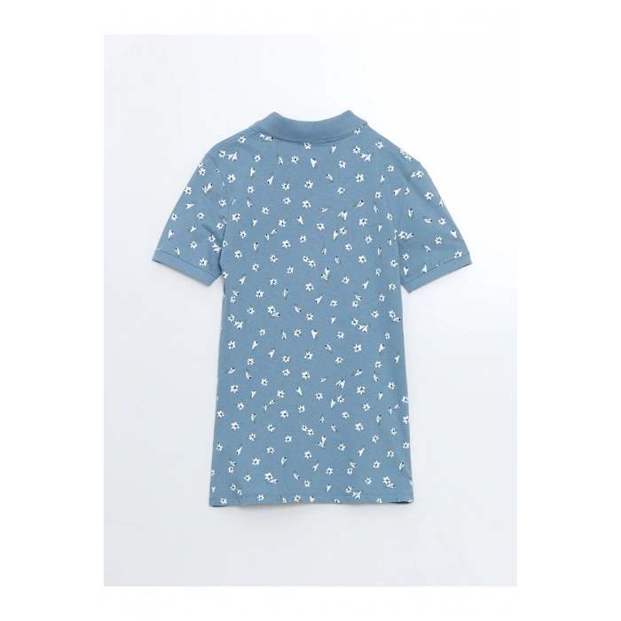 LCWAIKIKI Classic Mavi Polo Yaka Desenli Kadın Tişört