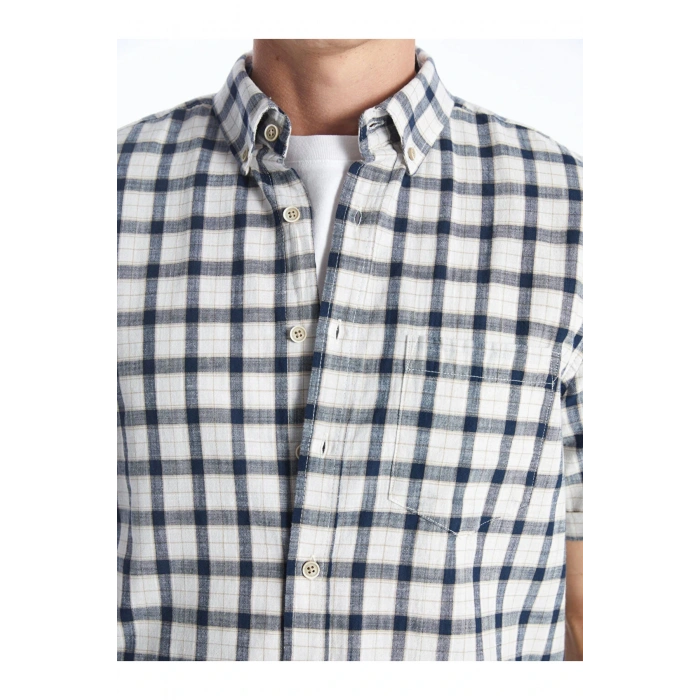 LCWAIKIKI Classic Regular Fit Kısa Kollu Ekose Poplin Erkek Gömlek