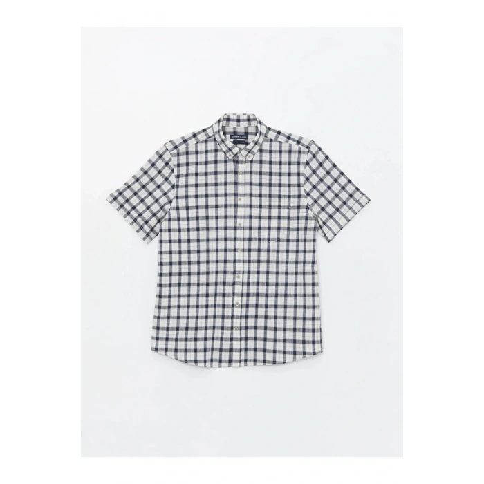 LCWAIKIKI Classic Regular Fit Kısa Kollu Ekose Poplin Erkek Gömlek