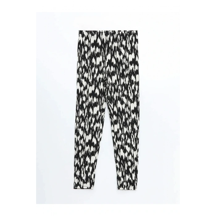 LCWAIKIKI Classic Siyah Beli Lastikli Desenli Kadın Pantolon