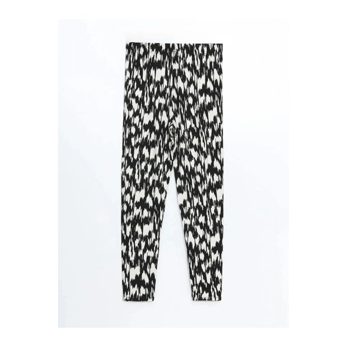 LCWAIKIKI Classic Siyah Beli Lastikli Desenli Kadın Pantolon