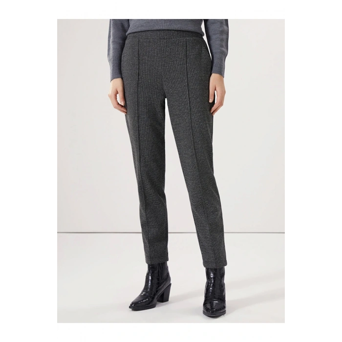 Lcwaıkıkı Classic Siyah Beli Lastikli Ekose Kadın Pantolon