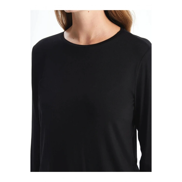 LCWAIKIKI Classic Siyah Bisiklet Yaka Kadın Tişört