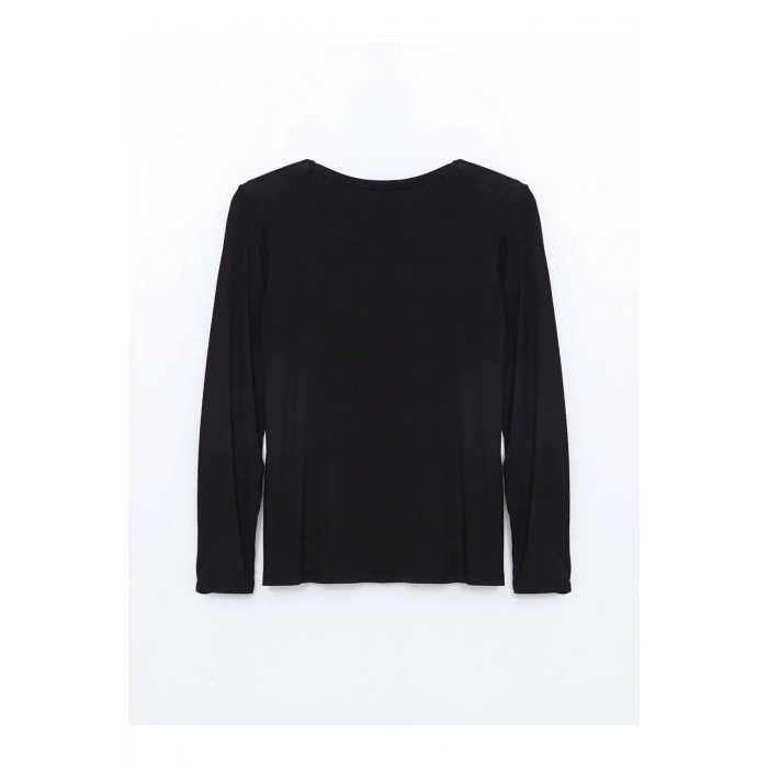 LCWAIKIKI Classic Siyah Bisiklet Yaka Kadın Tişört