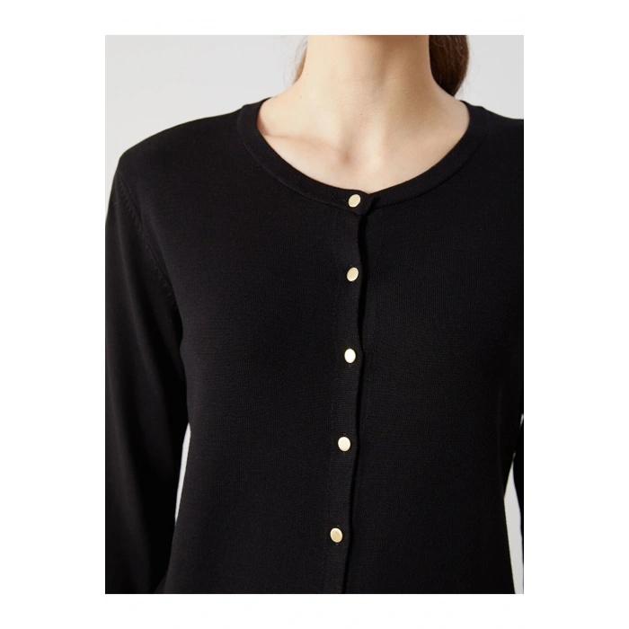 LCWAIKIKI Classic Siyah Bisiklet Yaka Kadın Triko Hırka