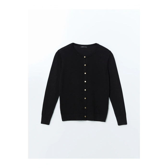 LCWAIKIKI Classic Siyah Bisiklet Yaka Kadın Triko Hırka