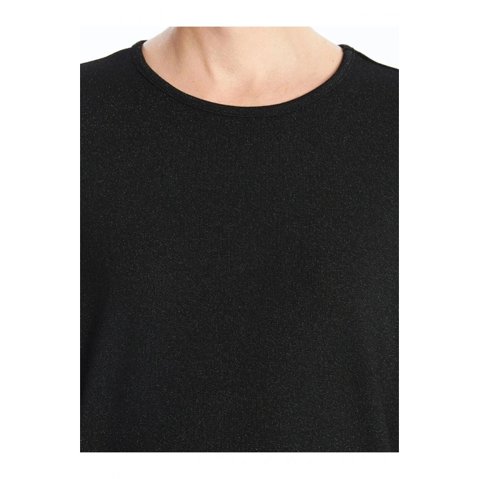 LCWAIKIKI Classic Siyah Bisiklet Yaka Oversize Kadın Tişört