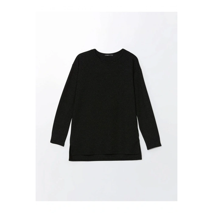 LCWAIKIKI Classic Siyah Bisiklet Yaka Oversize Kadın Tişört